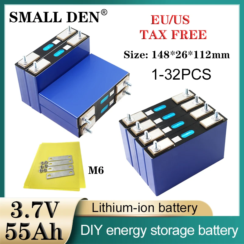 

1-32PCS New 3.7V 55Ah Lithium Battery 6C High power DIY 12v 24v 36v 48v Solar Light Car motor Tricycle Rechargeable battery pack