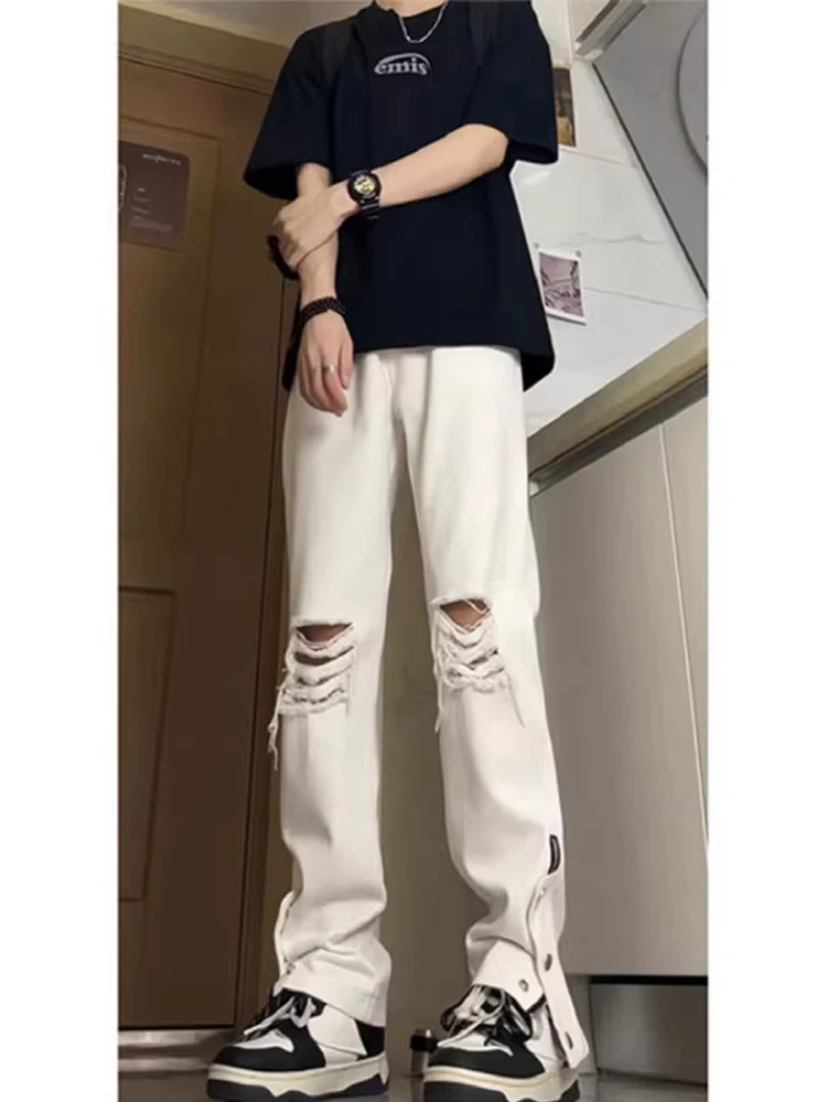 

American High Street Vibe Spicy Men's Jeans High Waist Straight Leg Pants Wear Resistant Summer Fashion Youth Jeans