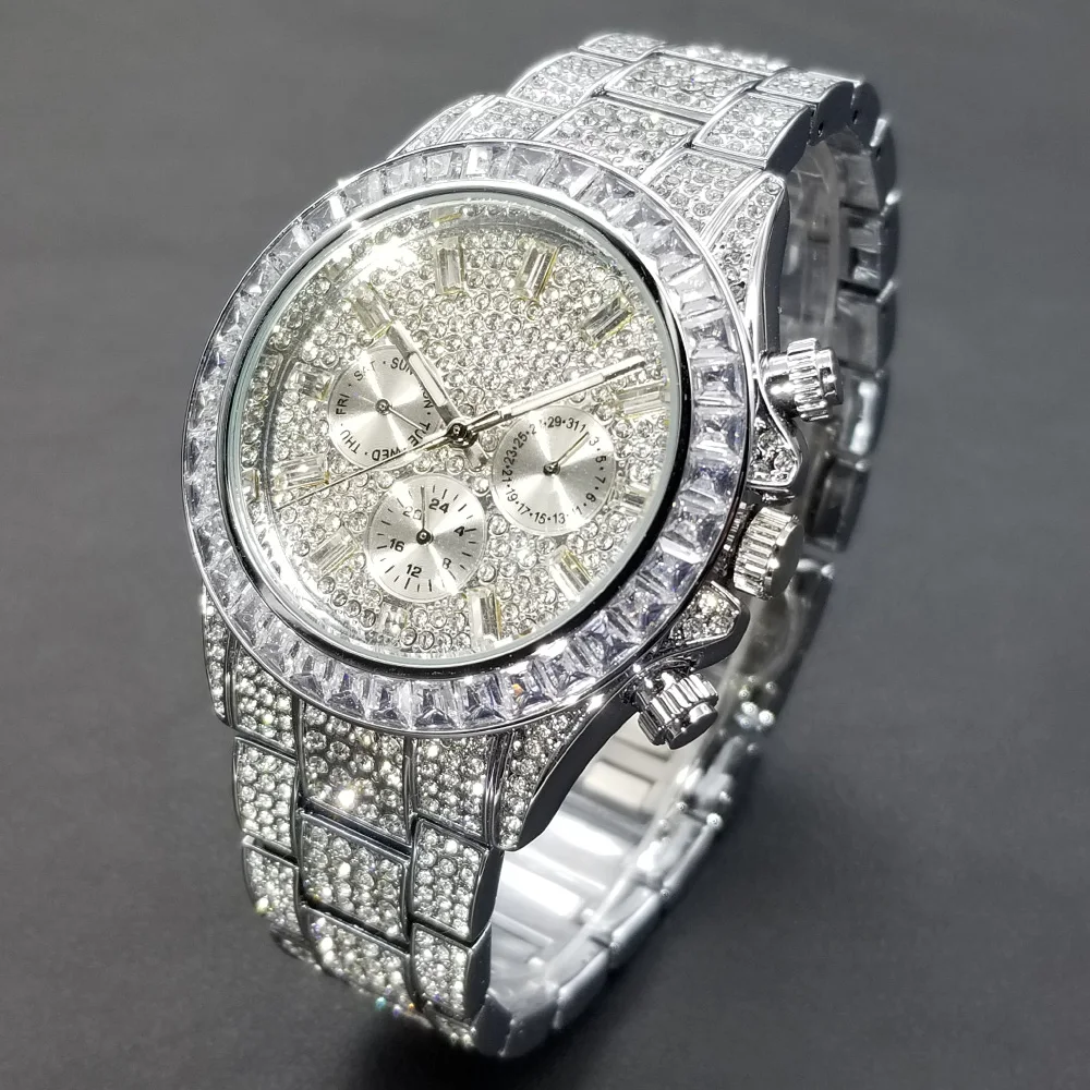 MISSFOX Iced Out Watch For Men Fashion Luxury Diamond Hip Hop Watches Vintage Waterproof Luminous Hands Clock Best Selling 2022