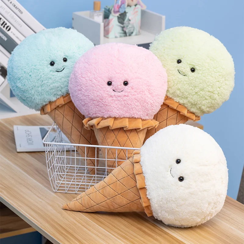 Simulation Ice Cream Plush Toy Kawaii Plushie Dessert Food Stuffed Soft Kids Toys Pillow Chair Cushion Room Decor Kids Gifts