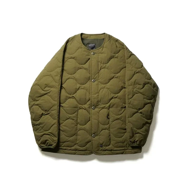 22AW Japón suelto plumón de pato blanco para hombres y mujeres ligero fino cálido interior sin cuello abrigo Tricolor Parka