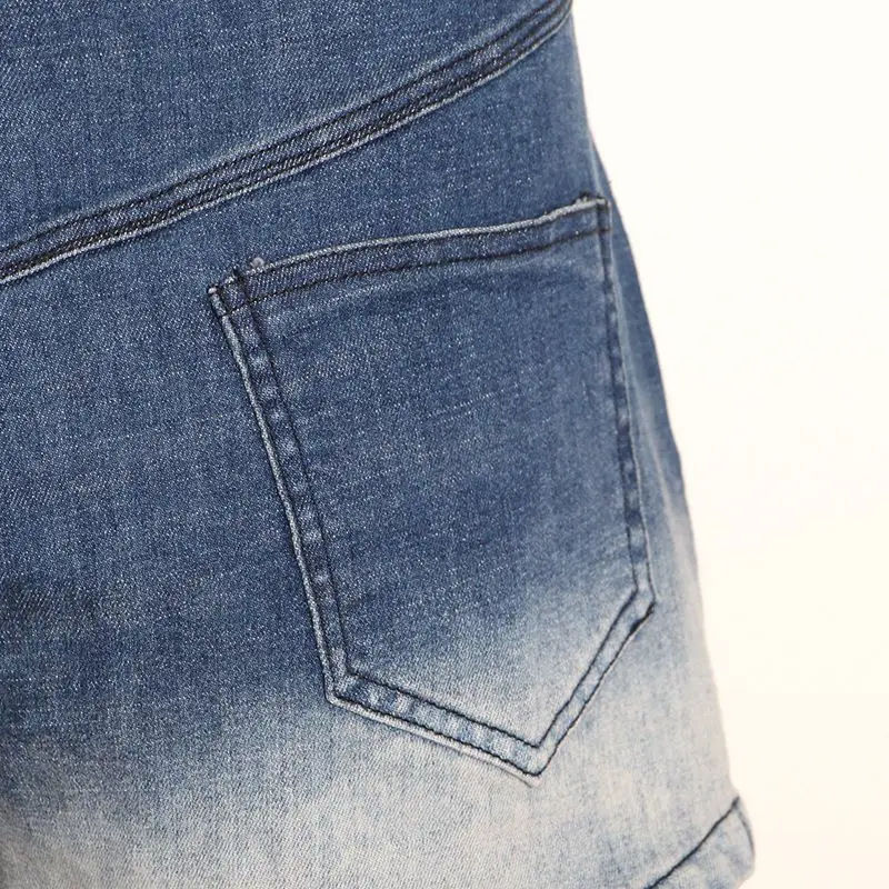 New Summer Gradient Color Design Sense Wide-Leg Denim Shorts Women'S High Waist Straight-Leg Casual Meat-Covering Pants