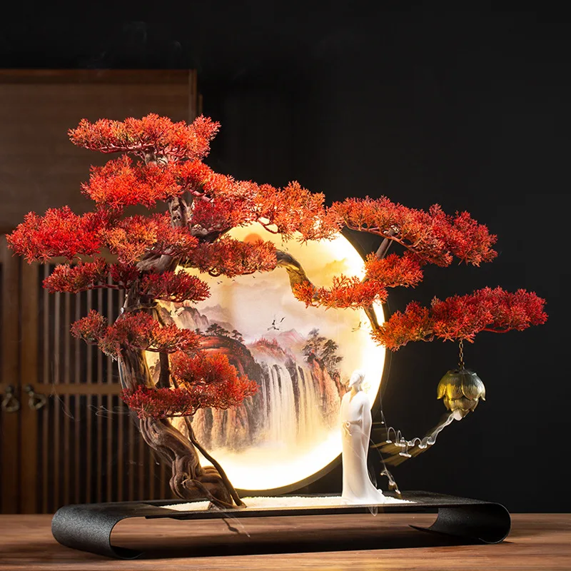 Chinese style welcoming pine home Zen lamp circle hanging reverse flow incense burner, office aromatherapy stove decoration