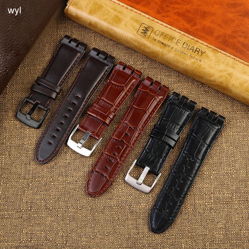 

23MM Genuine Calf Leather Watchband For Swatch IRONY YOS440 449 448 447 401G Men Watch Strap Steel Clasp Bracelet With Tools