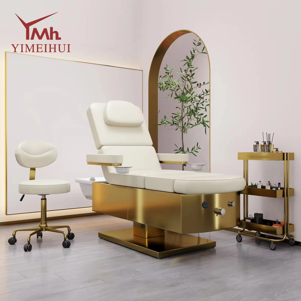 3 in 1 Beauty Professional Luxury Design Facial Pedicure Bed Multi-Functional Face Care Beauty Shampoo Bed Wih Foot Bathtub