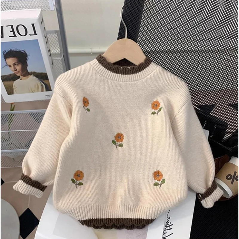 Girls' New Autumn and Winter Sweaters Cardigan Baby Kindergarten Fashion All-Match Knitted Sweater Coat Strawberry Grape