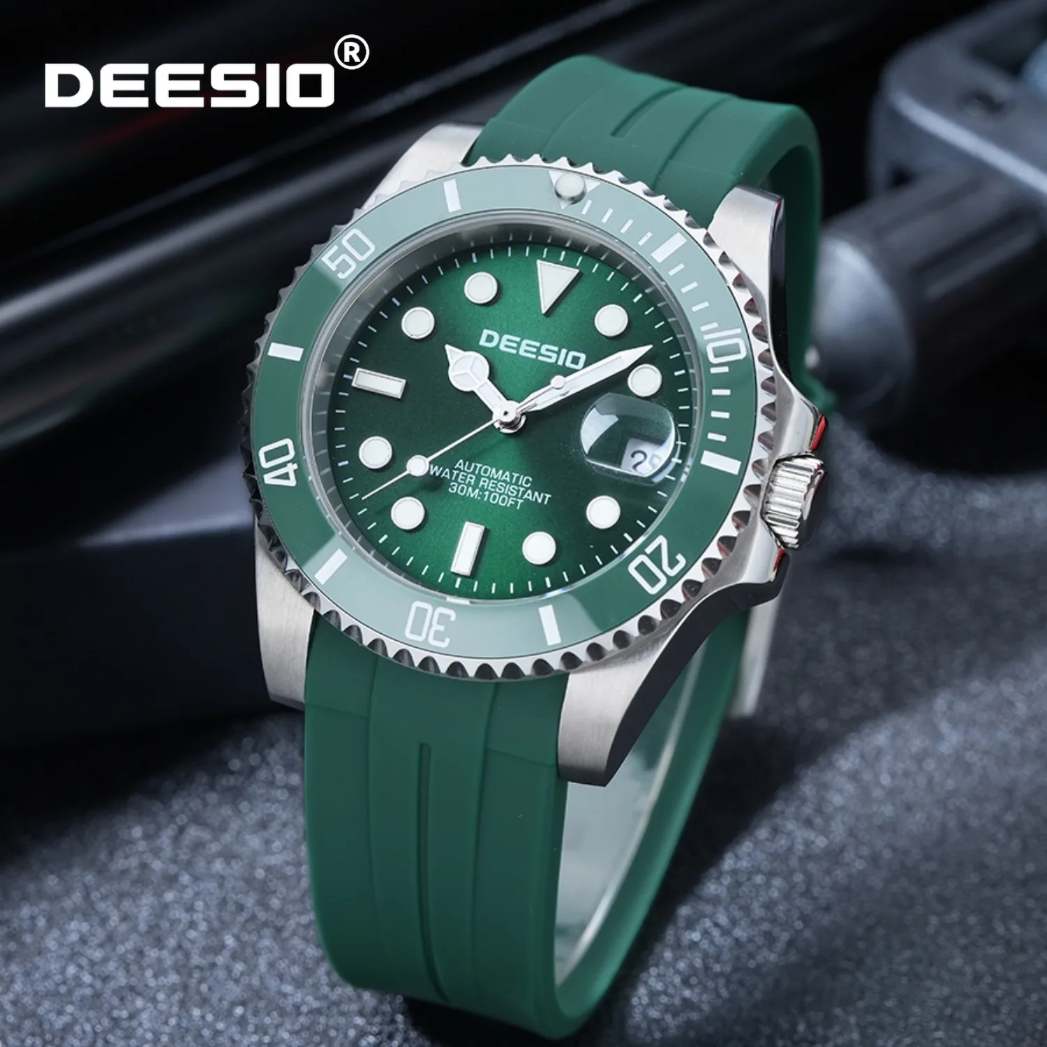 

Deesio автоматические механические часы для мужчин, водонепроницаемые светящиеся деловые наручные часы из нержавеющей стали с хронографом, спортивные часы в подарок