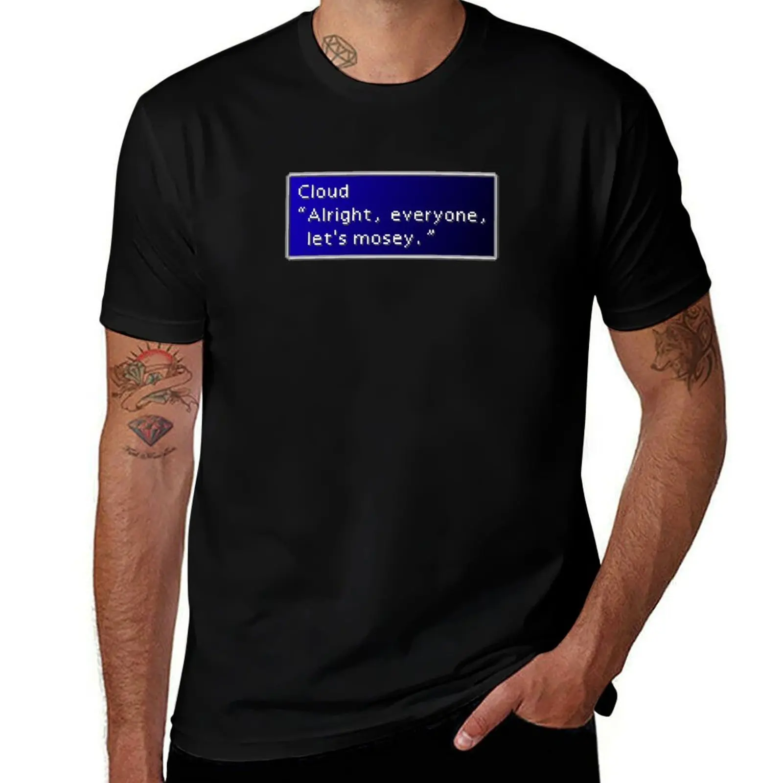 

Let's Mosey - Cloud Strife Dialogue Box T-Shirt korean fashion anime clothes baggy shirts men tshirt