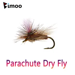 Bimoo 6PCS #14 Parachute Dry Fly Elk Hair Caddis Hare's Ear Dub Throax Emerger May Fly Barb Fly Hook Trout Fishing Lures Baits