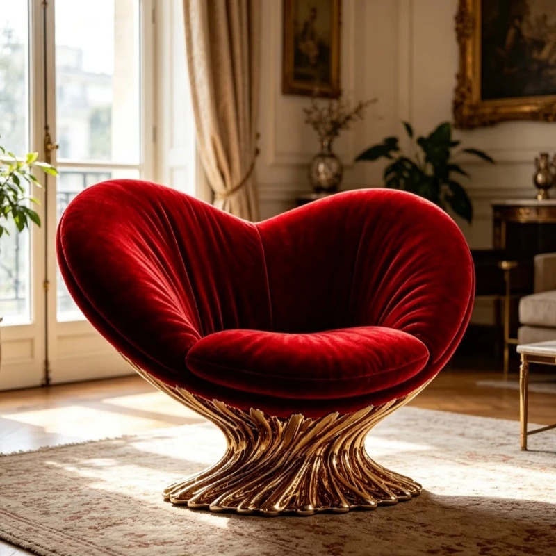 Modern Single Lounge Chair Gold Textured Base Living Room Balcony Chair