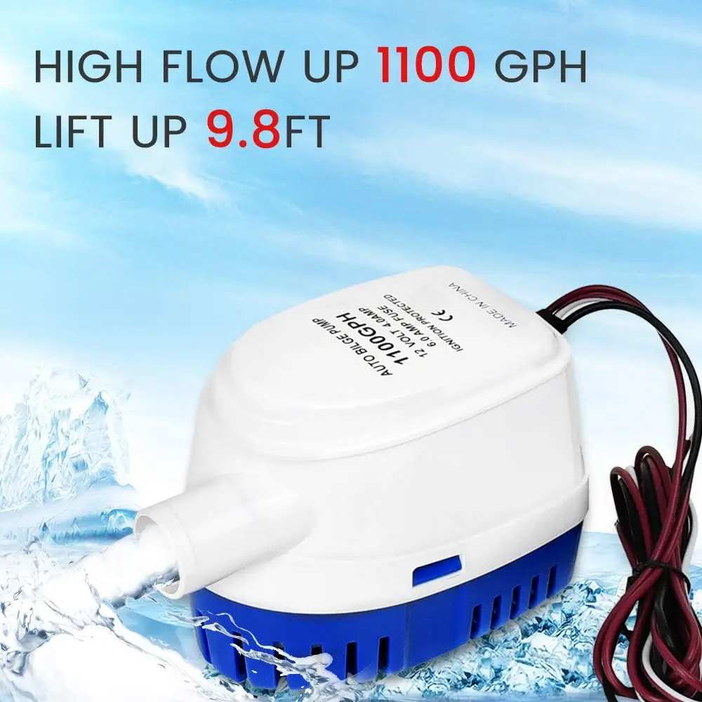 For Boat RV Caravan 12V 1100GPH Auto Submersible Bilge Pump Kit Float Switch Drainage Hose Assembly view 6