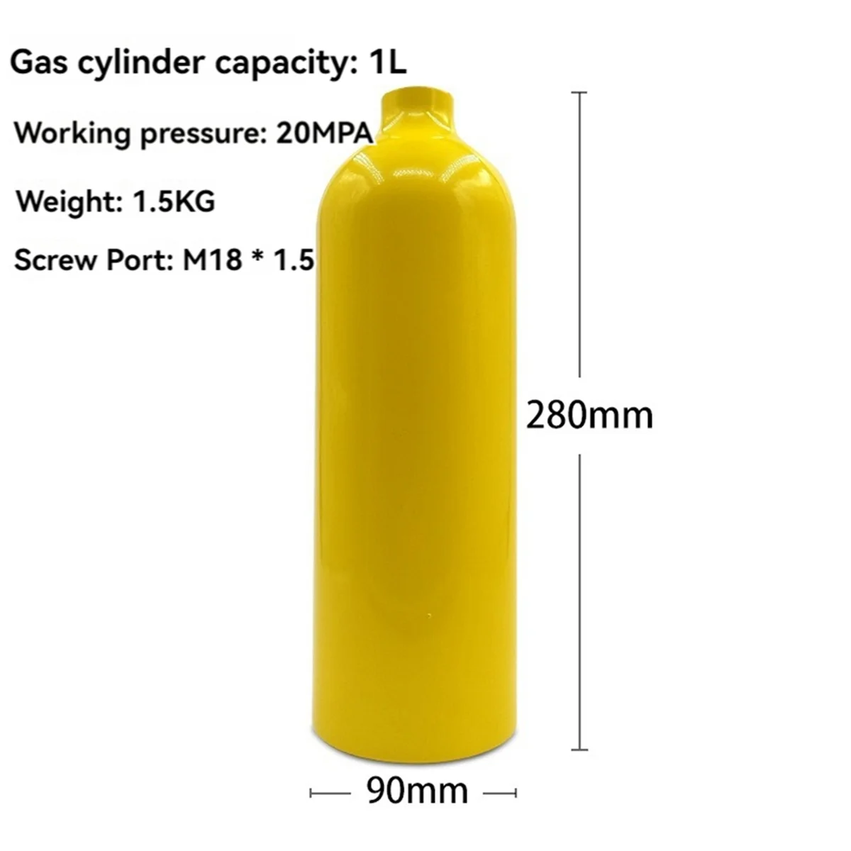 New 20mpa Diving High Pressure Aluminum Alloy Cylinder Outdoor Diving Oxygen Tank,Scuba,Scuba Diving Equipment,1L