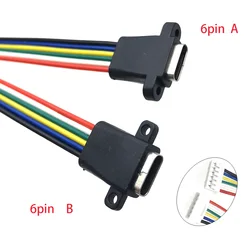 5pcs Type-C USB 3.1 Connector 2Pin 4Pin 6Pin Welding Wire Female Female Socket Rubber Ring High Current Fast Charging port