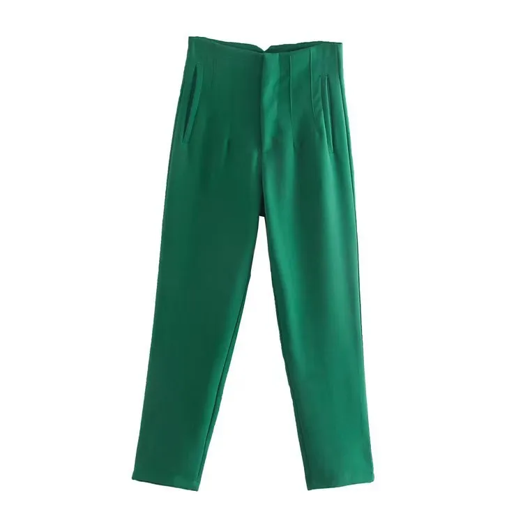 Afslankende broek met rechte pijpen Dames casual broek Pure kleur geplooid Iets elastische formele broek Lange broek Zomer 2023