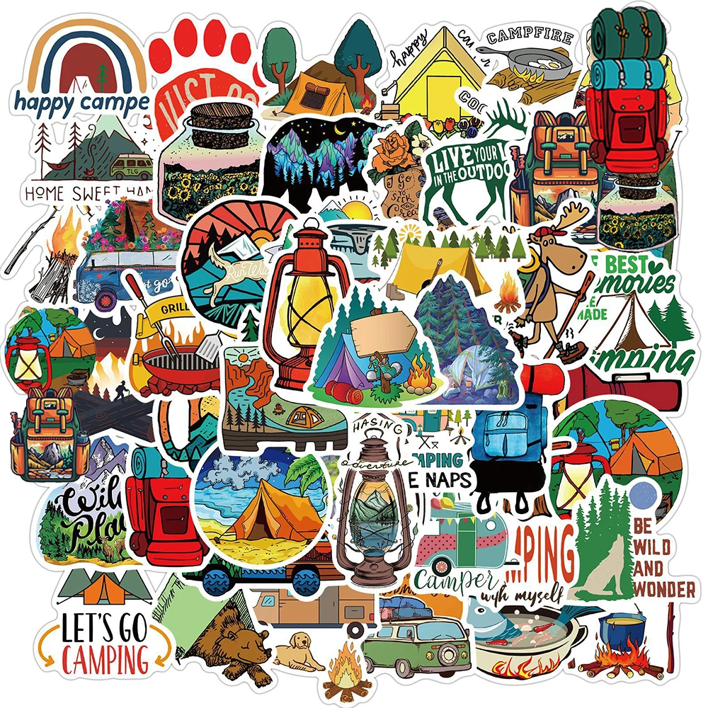 10/30/50PCS Outdoor Travel Camping Graffiti Cartoon Stickers Luggage Guitar Laptop PVC Waterproof Kid Toys Cool Sticker Decal