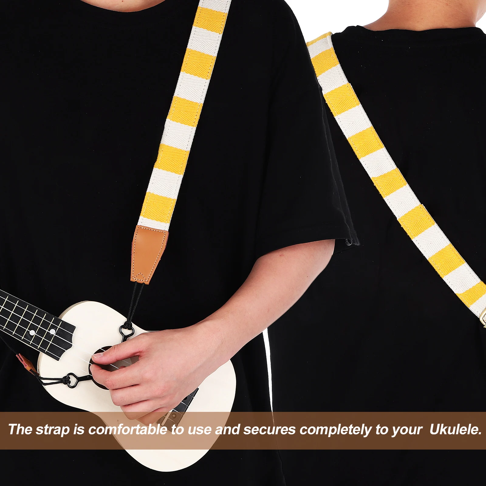 

Ukulele Strap Belt Bass Clip on Cotton No Drill s Adjustable for Tenor Double Hook