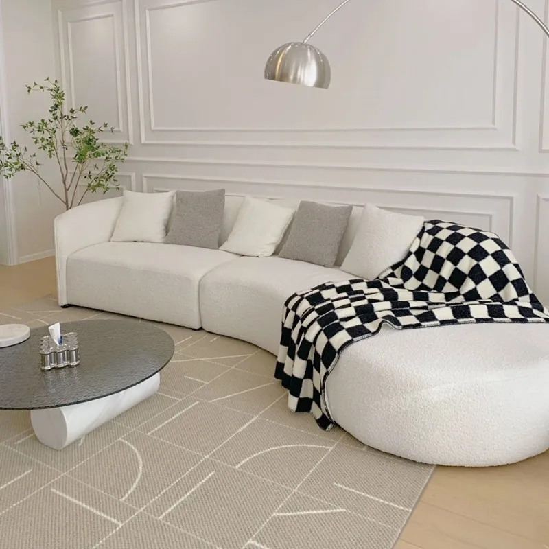 Italian lamb arc velvet minimalist small apartment simple modern living room beauty salon cream wind special-shaped combination