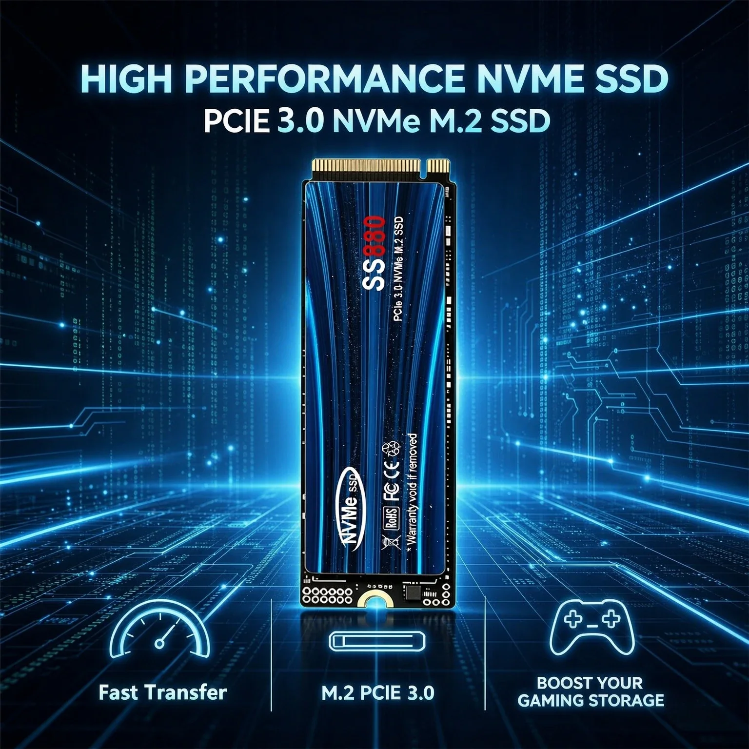 SS880 Original Portable M.2 2280 NVMe SSD PCIe3.0 TLC 3D NAND 2TB 4TB Internal Gaming Solid State Drive for Laptop Desktop PC