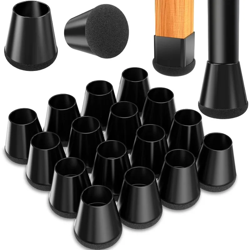 Silikon-Stuhlbeinkappen, extra klein (16 Stück) – Filzboden für Hartholzböden, Geräuschreduzierung und Kratzschutz, Schwarz