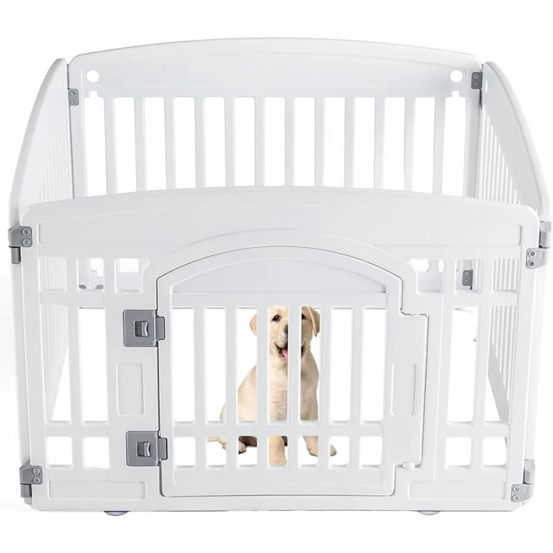 

Plastic Dog Playpen - 4-Panel 24" Expandable & Durable Pet Fence for Medium Dogs - Indoor & Outdoor Portable Puppy Playpen with