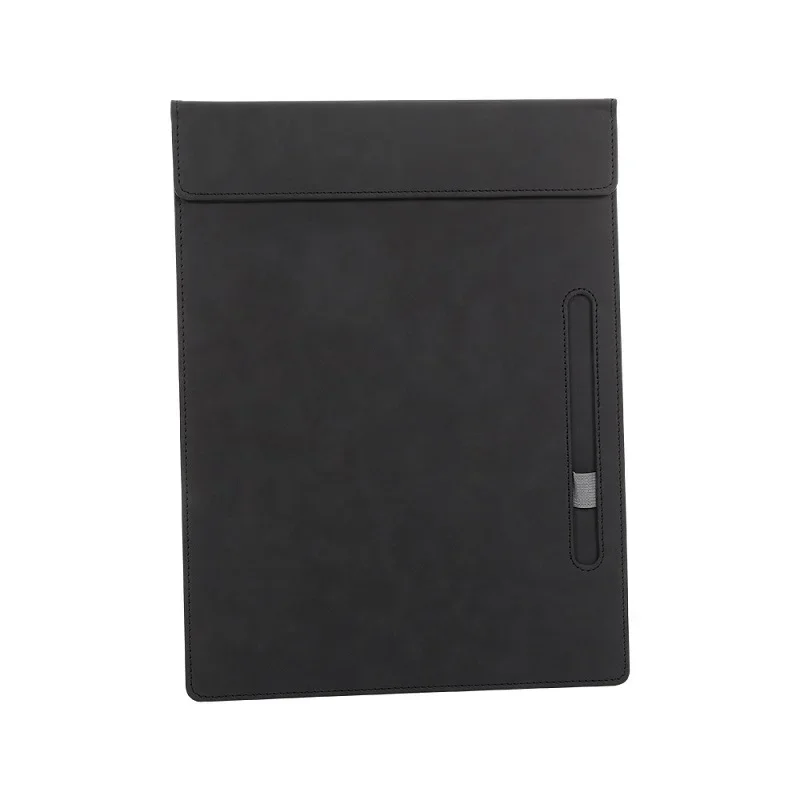 A4 Leather Clipboard Magnetic Absorption Silver Clip Manager Signature Pad Writing File Office Meeting Vintage Folder Menu Clip