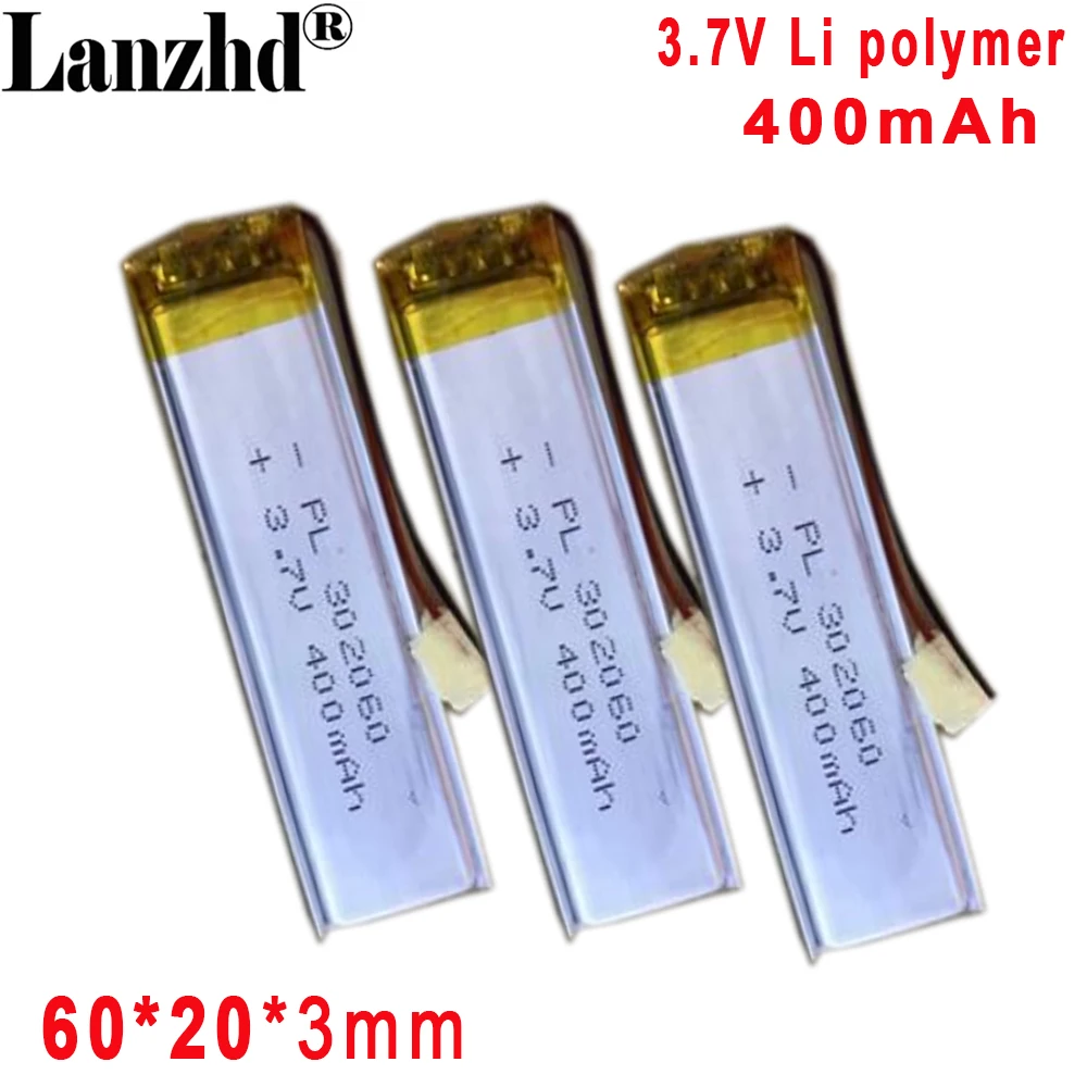 3.7V rechargeable polymer lithium battery 350MAH For point reading pen laser pointer LED lamp 302060