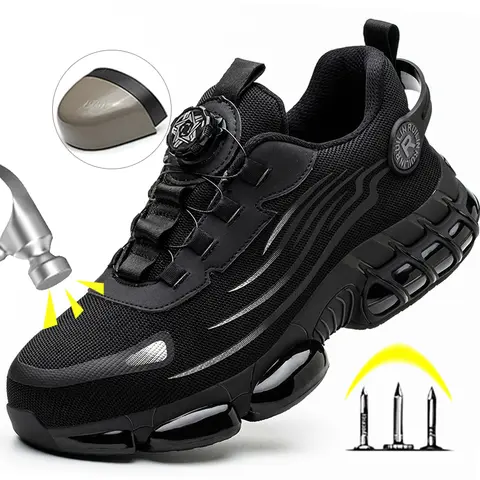 Men's Safety Shoes Protection And Elastic Safety Boots Fashionable Casual Shoes Breathable Odor Protection Men's Work Shoes