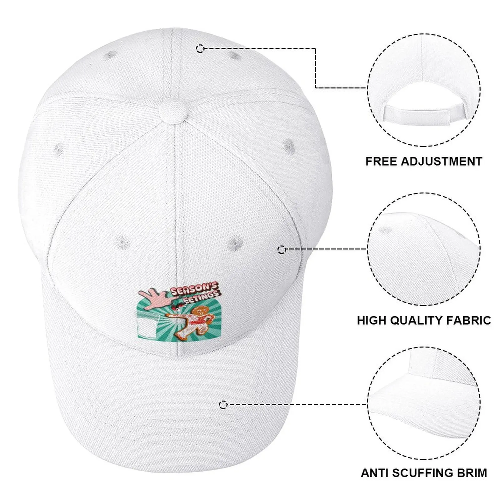 Seasons Greetings Gingerbread Running Man Baseball Cap Sun Hat For Children Icon For Men Women's