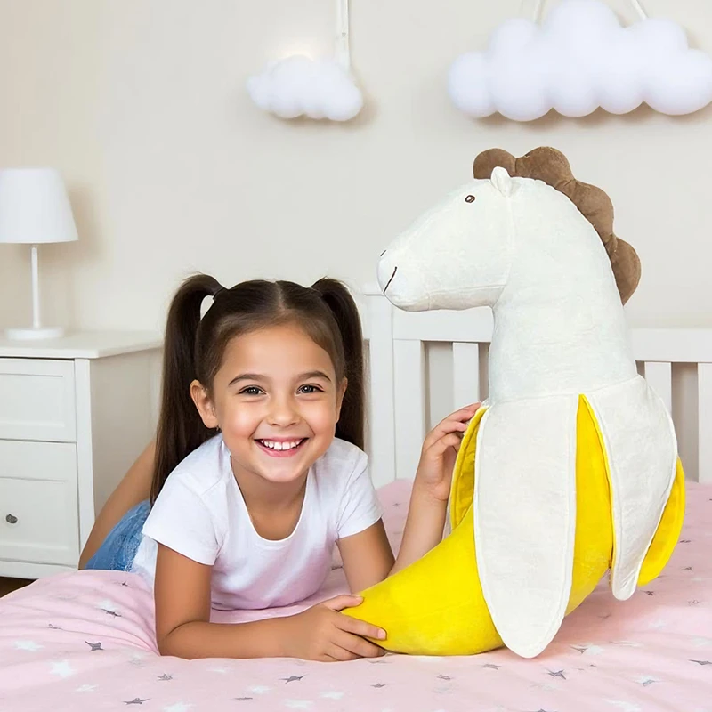 

48cm Creative Banana Horse Funny Plush Toy Banana Cosplay Horse Stuffed Animal Toy Sleeping Pillow Kid Birthday Xmas Gift
