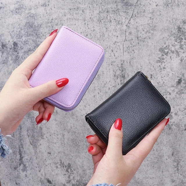 Cartera de cuero para mujer tarjetero de identificacion monedero pequeno para mujer bolso de dinero Mini billetera para mujer