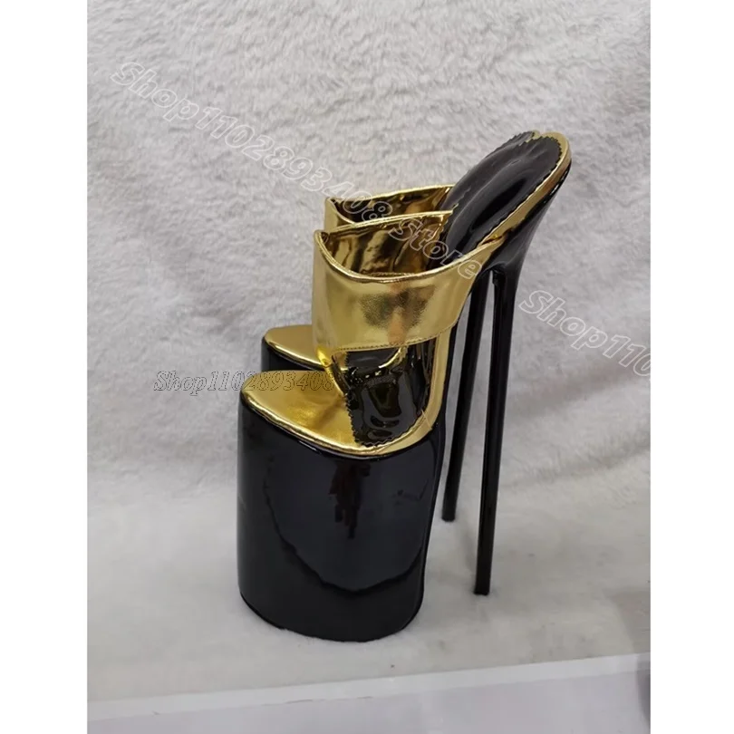 Gold Platform Stiletto Flip Flops Slip on Leather British Style Dress Fashion Casual Party Slippers 2025 Zapatos Para Mujere
