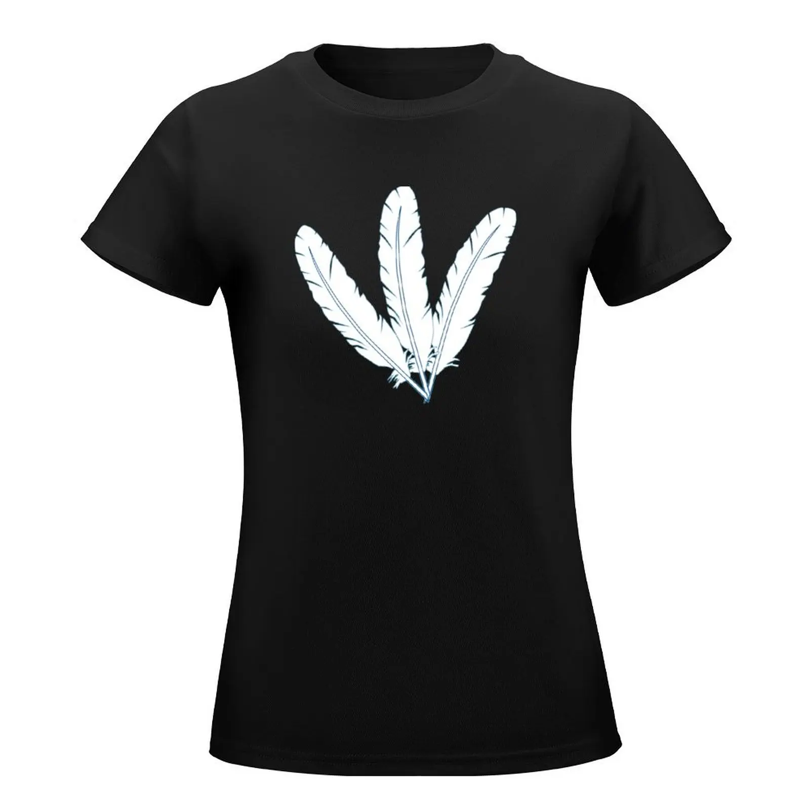 Penas brancas t-shirt para mulheres, blanks, blusa, bonito, bege