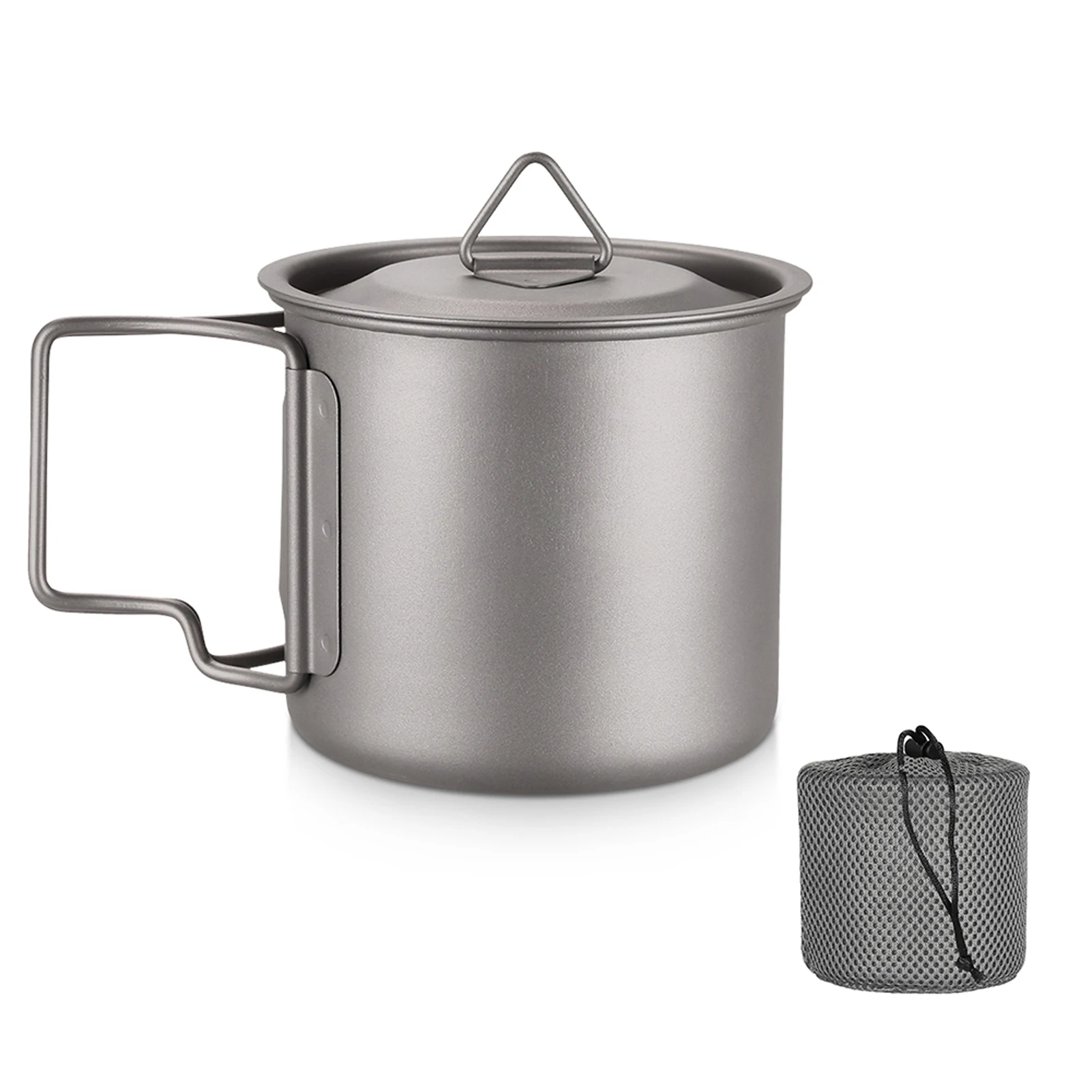 Ultralichte titanium beker Outdoor draagbare camping picknick waterbeker mok met opvouwbaar handvat 300 ml / 350 ml / 450 ml / 550 ml / 650 ml