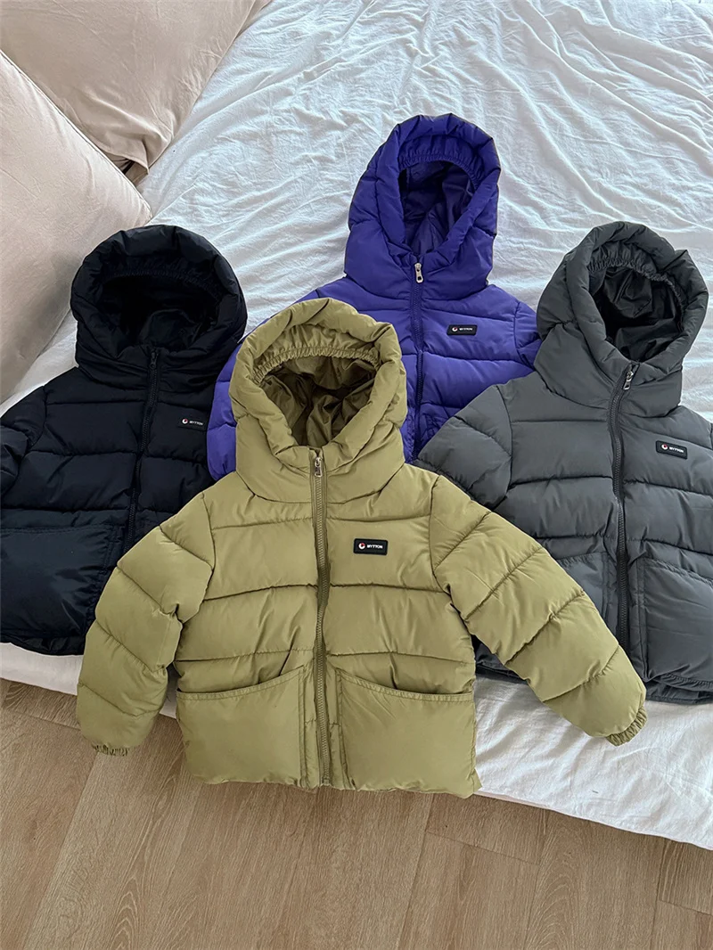 Kids Down Cotton Jackets Autumn Winter Windbreak Outerwear Thick Warm Coats Teenagers Hooded Parka Children's Clothing 5-12 Year