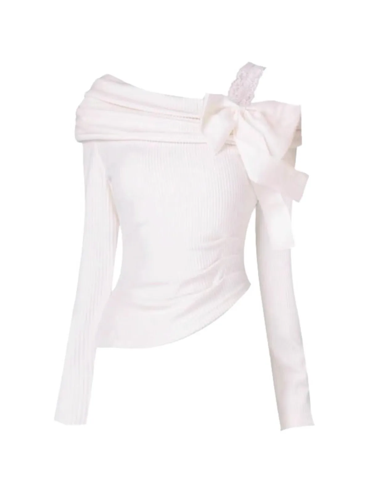 سترة نسائية محبوكة من Sweet Sle Long Sve مع عقدة شريطية ملابس داخلية بقصة ضيقة لربيع...