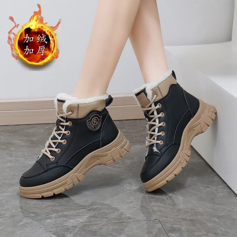 New autumn and winter fashionable lace up thick soled ankle boots