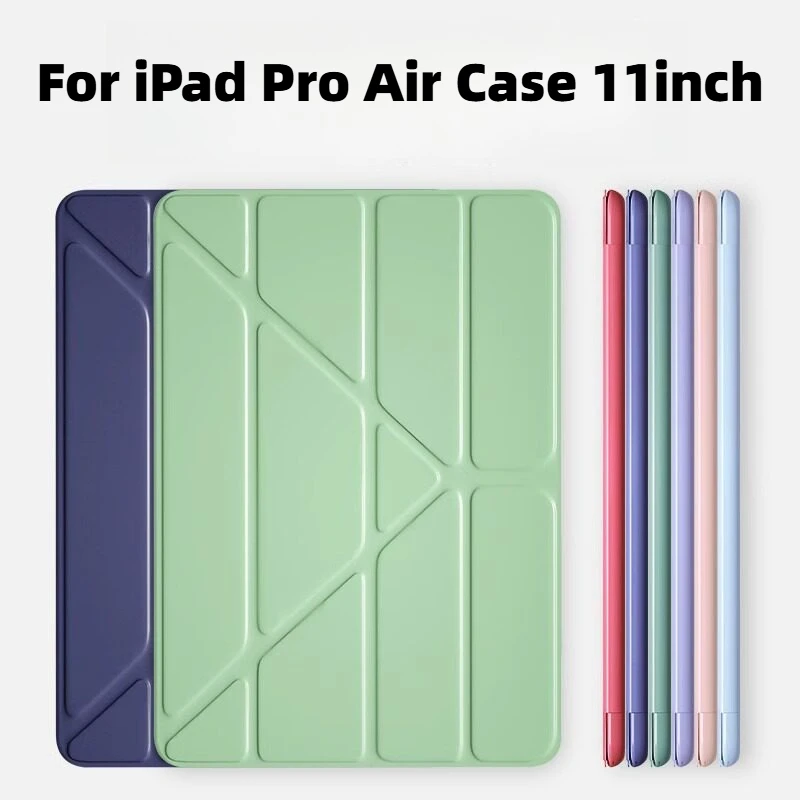 

2026 For iPad 12th A19 Case 11th A16 11inch 10th Gen Air 5 4 Air 11 M4 M3 M2 Pro 11 M5 2025 Tri+Y-Folded Stand TPU Tablet Cases