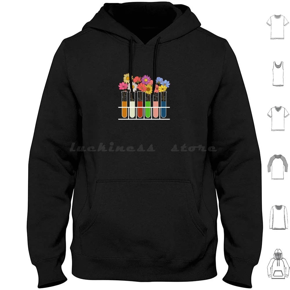 lablife Floral Test Tubes Science Technologist Hoodies Long Sleeve Chemistry Science Elhon Erlenmeyer Flask Test Tubes