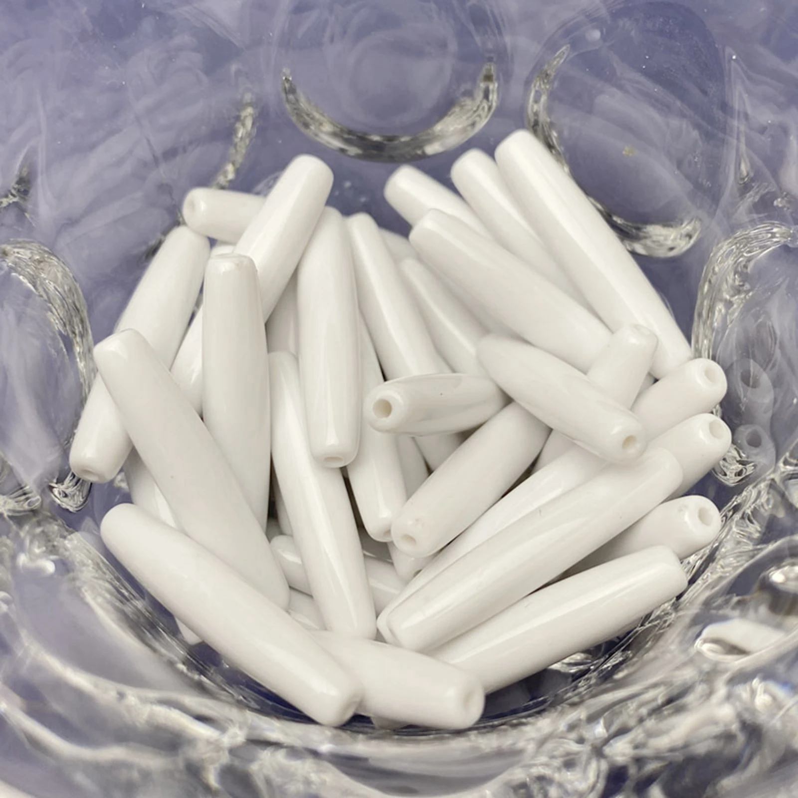 100pcs Acrylic Oval Long Tube Beads 25mm for Beaded Handbag Sewing Material DIY