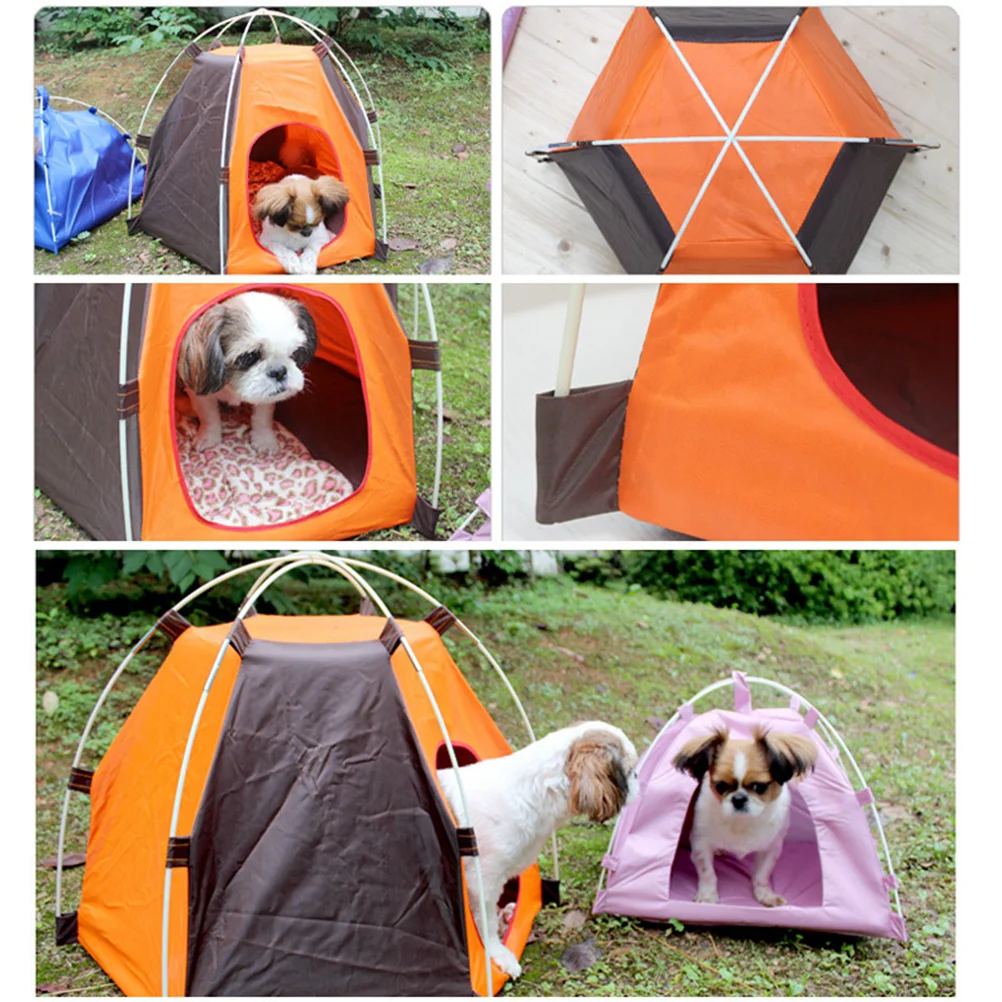 Cuccia per cani Casa da esterno Tenda per animali pieghevole per interni Cani di piccola e media taglia Arancione