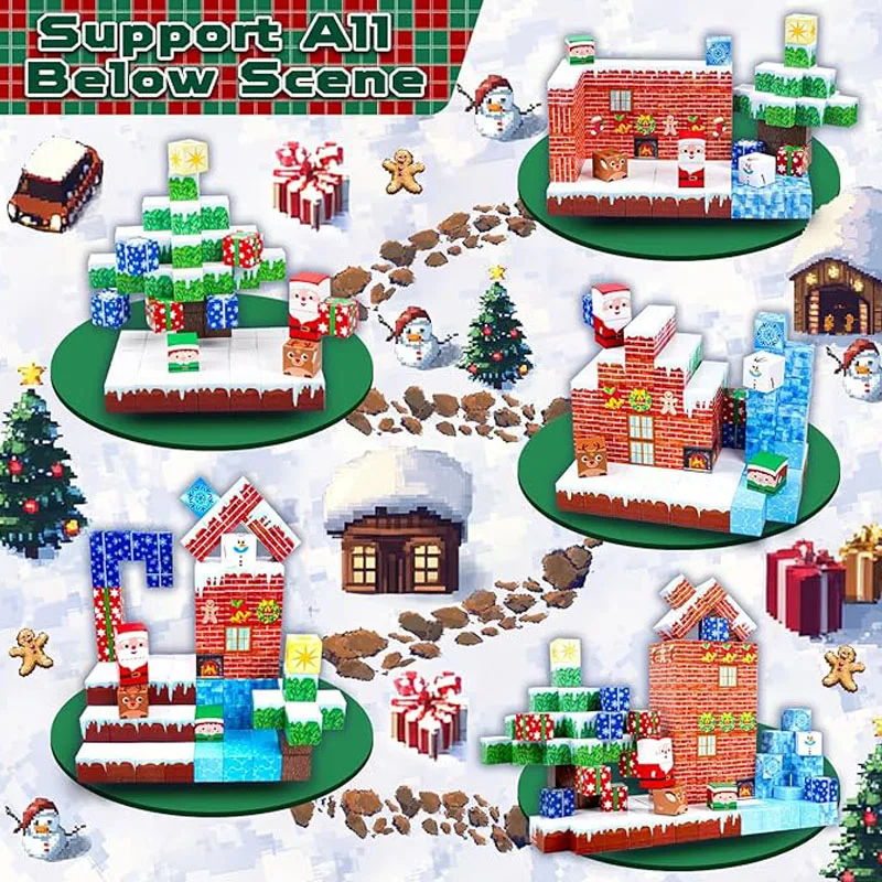 Costume de blocs de construction magnétiques de noël populaire, Cube magnétique du monde de la Mine pour enfants, jouet de construction DIY, cadeau de noël d'halloween