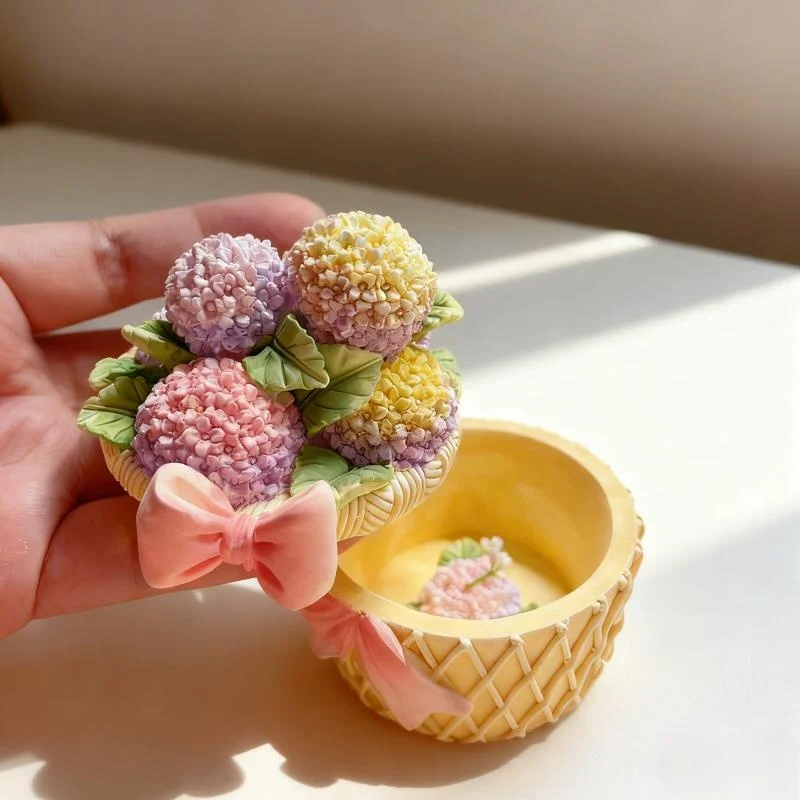 

Hydrangea Flower Basket Shape Plaster Storage Box Silicone Mold Mini Gypsum Storage Jar Home Decoration Epoxy Molds