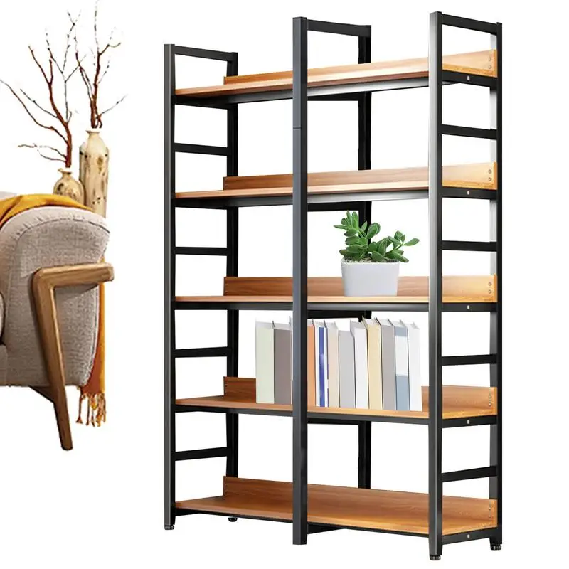 

Bookcase Simple Flooring Steel Wood Multi-Layer Living Room Simple Storage Rack Home Bedroom Storage Bookcase Shelves Rack