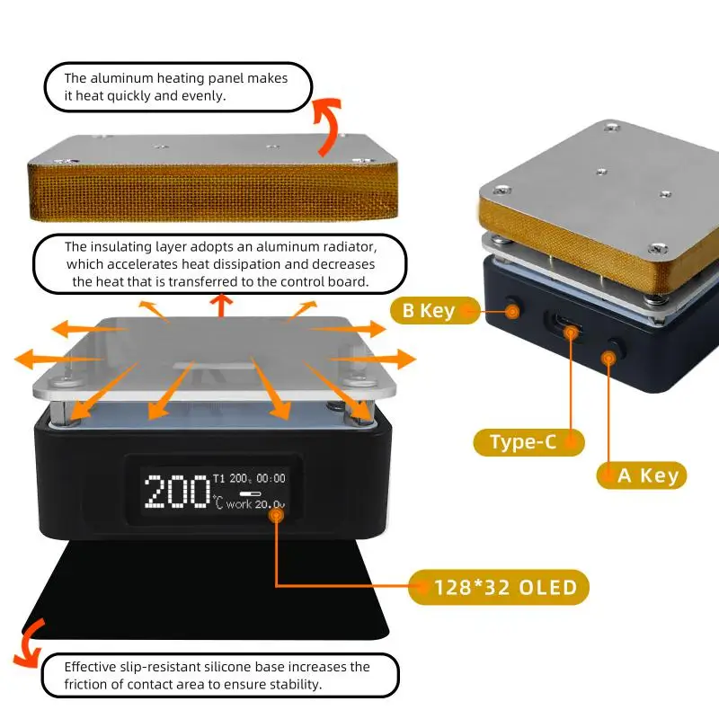 Sequre t55 vorheizen überarbeitung station, konstante temperatur einstellbare elektronische heizplatte für pcb smd heizung led lampe entlöten
