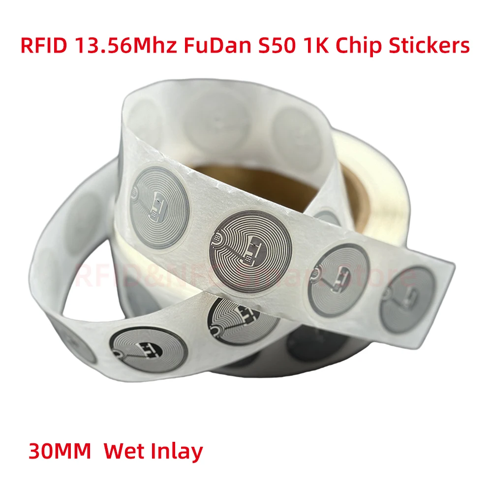10/50pcs RFID Smart Tag 14443A Classic 1K EV1 S50 Wet Inlay Sticker F08 1024Bytes Lable RFID Tags Access control attendance Card