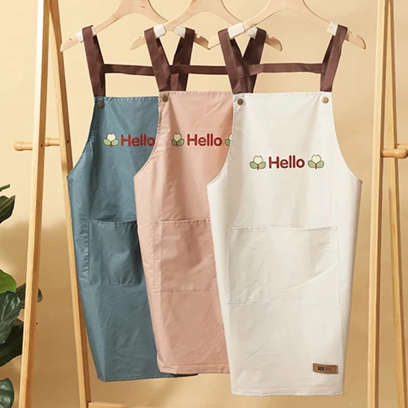 Apron Kitchen Waterproof Oil Proof Pinafore Sleeveless With Pocket Work Aprons For Cooking Chef Grill Restaurant Studios Uniform