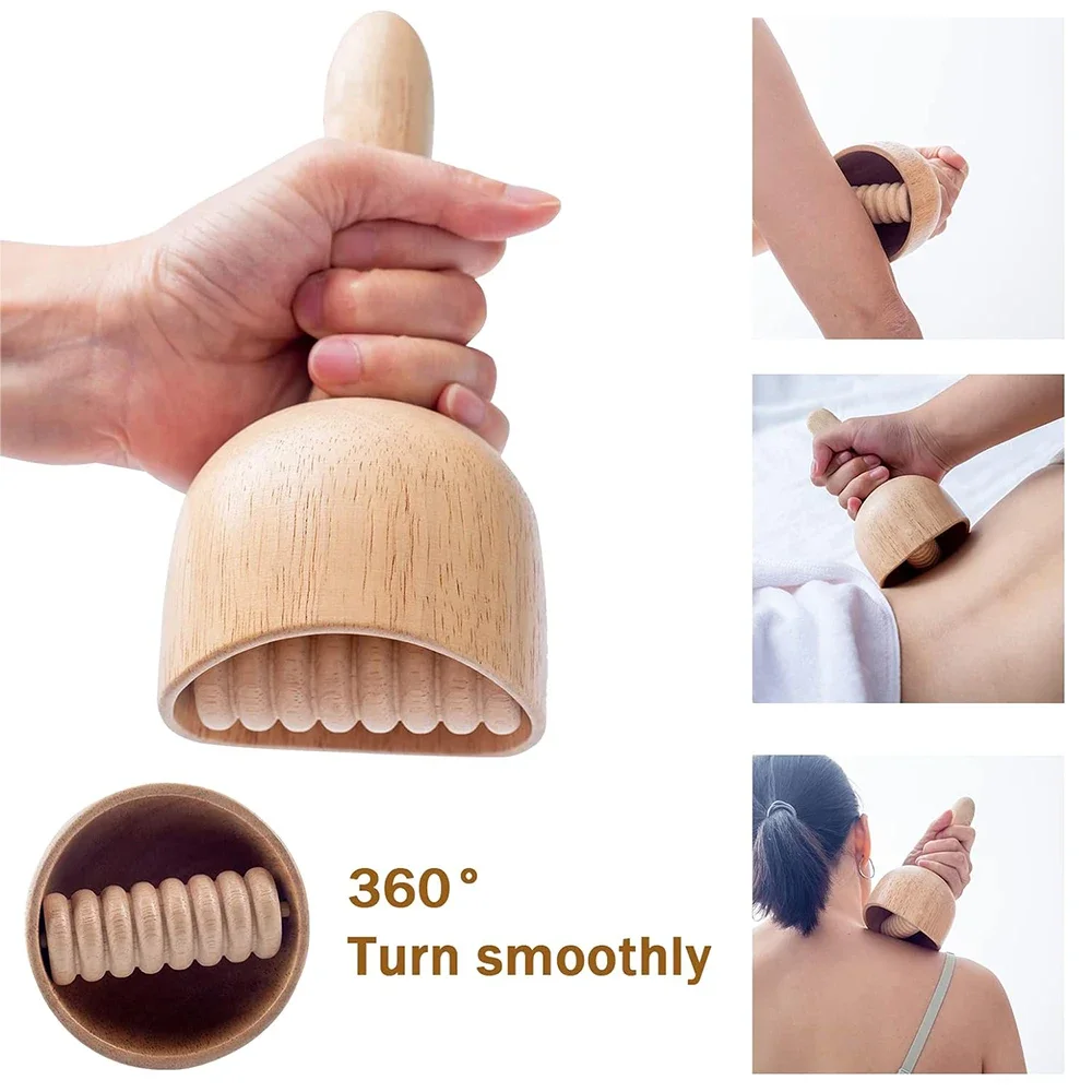 Rodillo de madera para terapia de masaje, copa de madera para drenaje linfático, herramienta Gua Sha, moldeador corporal, masaje muscular, relajación