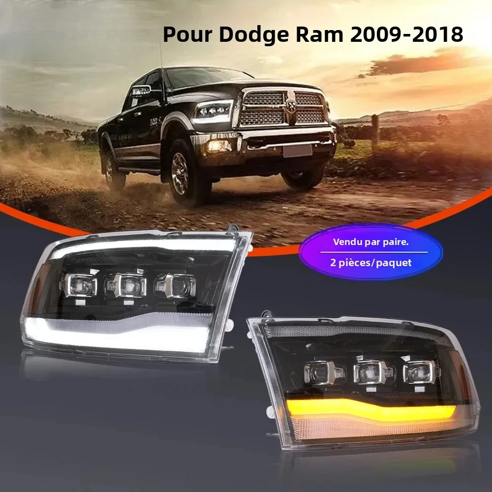 Image of Paar LED-Autoscheinwerfer für Dodge Ram 2009-2018, Frontscheinwerfer mit Tagfahrlicht und Blinker, Plug-and-Play