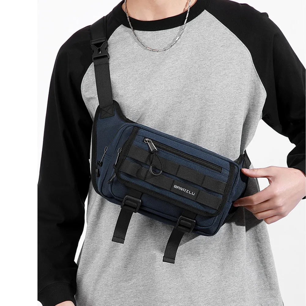 Outdoor Sports Men's Waist Pack Multifunctional Hiking Hunting Chest Bag Large Capacity Crossbody Bag Riding Single Shoulder Bag