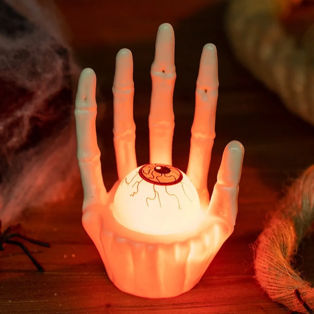 Led Decorative Night Light Plastic Ghost Hand Ornament Halloween Night Light Pumpkin Themed Pumpkin Ornament For Desktop Bedside